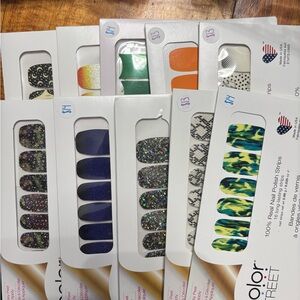 Color Street Nail Polish Strips Collection - Black, Blue, Orange, Green